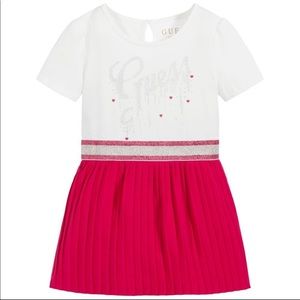 Guess Girls White & Pink Logo Dress